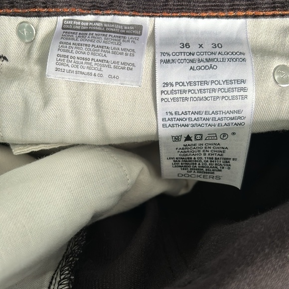 DOCKERS Straight Fit Black Corduroy Pants Size 36 - Picture 7 of 9